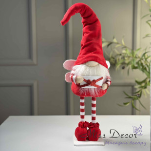 Гном валентинка з листом щастя червоний 55 см (D-6587)