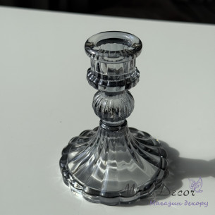 Подсвечник стеклянный серебряный 2  10 см (D-6951)