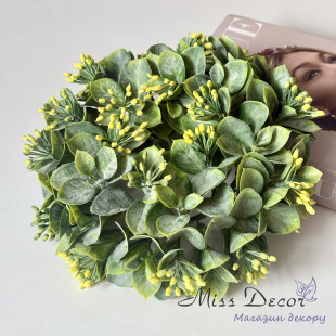 Декоративний вінок з штучноі зелені жовтий 24 см (q36-0278)