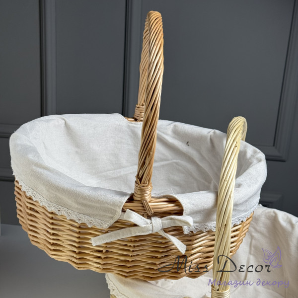 Корзина пасхальна з тканиною 35 см (D-6526)