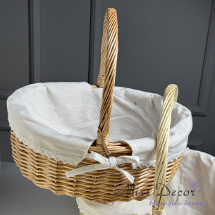 Корзина пасхальна з тканиною 35 см (D-6526)
