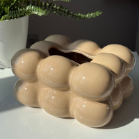 Серветниця керамічна бежева 20 см (D-6961)