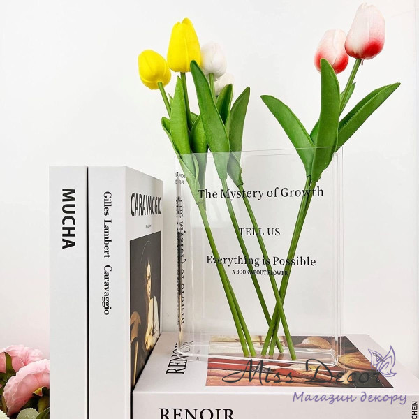 Декоративна ваза у вигляді книги прозора 18 см (D-6241) акрил