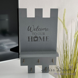 Ключниця welcome to our home сіра