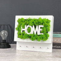 Ключниця home біла + салатовий стабілізований мох