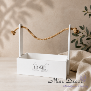 Декоративная корзина со шнурком белая 31,5 см (W-5040)