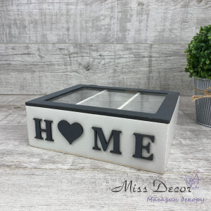 Коробочка на 3 отделения home бело серая