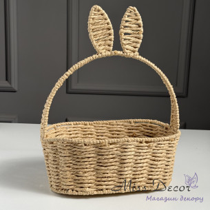 Плетений кошик з вушками зайця коричневий 33 см (D-6556)