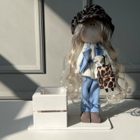 Інтер'єрна лялечка в кепці leopard + коробочка