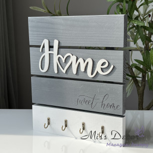 Ключниця home сіра з білим