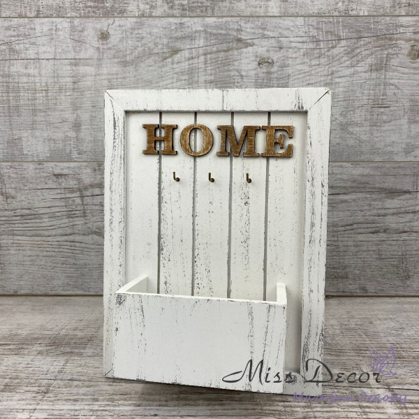Ключница белая с кашпо  home 