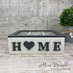 Коробочка на 3 отделения home бело серая