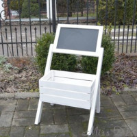 Подставка под цветы ящик 1 белая + доска