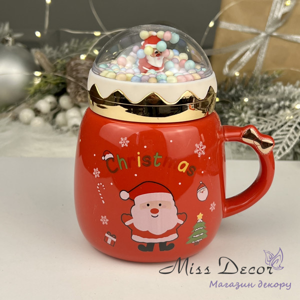 Чашка с закручивающейся крышкой новогодняя "merry christmas" 360мл красная