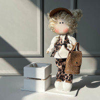 Інтер'єрна лялечка в штанцях leopard + коробочка
