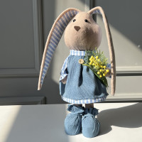 Текстильний кролик - дівчинка у блакитному