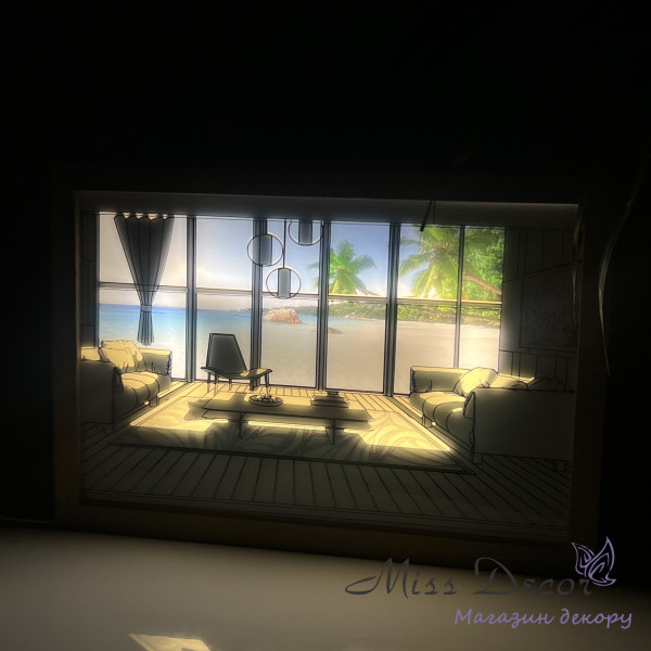 Ночник картина для дома на светодиодах, от usb 3 режима seaside