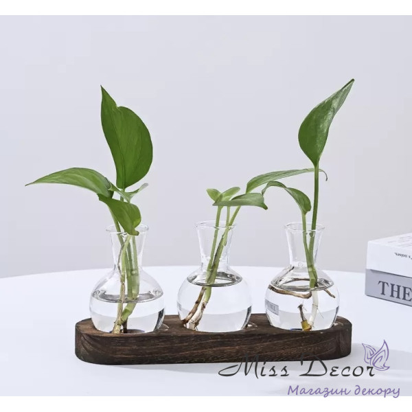 Декоративная ваза трио в форме колб на подставке 12 см (D-6563)