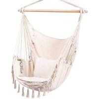 Підвісне крісло бразильський гамак boho 100см + 2 шт подушки beige (D-51024)