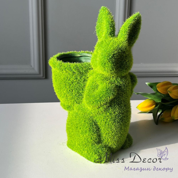 Кролик флок с корзинкой zy21849