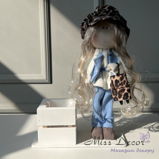 Інтер'єрна лялечка в кепці leopard + коробочка