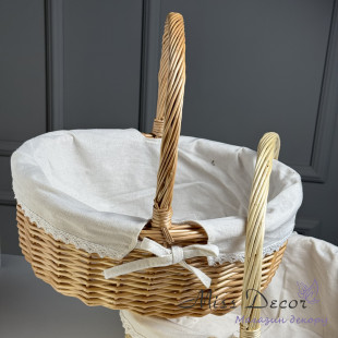 Корзина пасхальна з тканиною 35 см (D-6526)