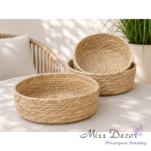 Декоративная плетеная корзина круглая 26 см (D-7643)