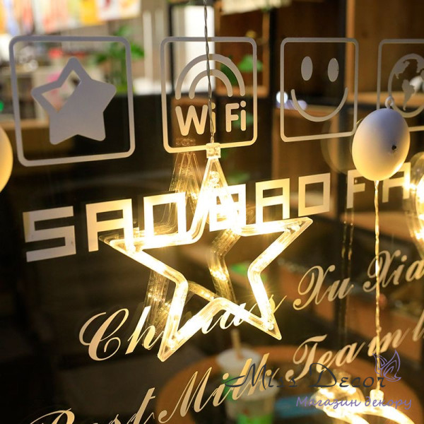 Підвіска зірка led на присосці тепле світло 