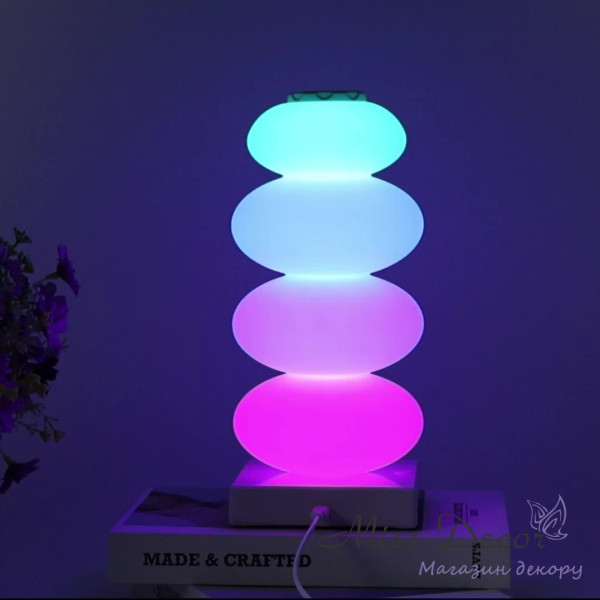 Настільна rgb лампа - нічник камінці 26,5 см Акумулятор usb (D-7670)