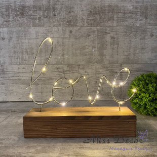 Светильник с led подсветкой love коричневый + серебро