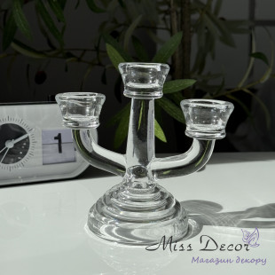 Стеклянный подсвечник на 3 свечи 13 см (D-6901)