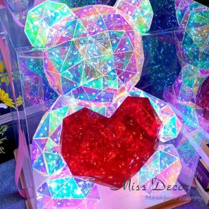 Нічник ведмедик led світильник 3d з червоним серцем 25см від usb (D-6549)